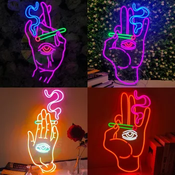 Neoninis ženklas Pasirinktinis | Dūmai vedė neoninę šviesą | Personalizuotos dovanos | Baro parduotuvės namų ženklas | Sienų dekoras |Restorano logotipas | Helovino dalis